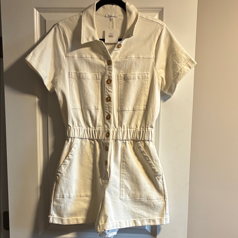 White Button-Up Romper